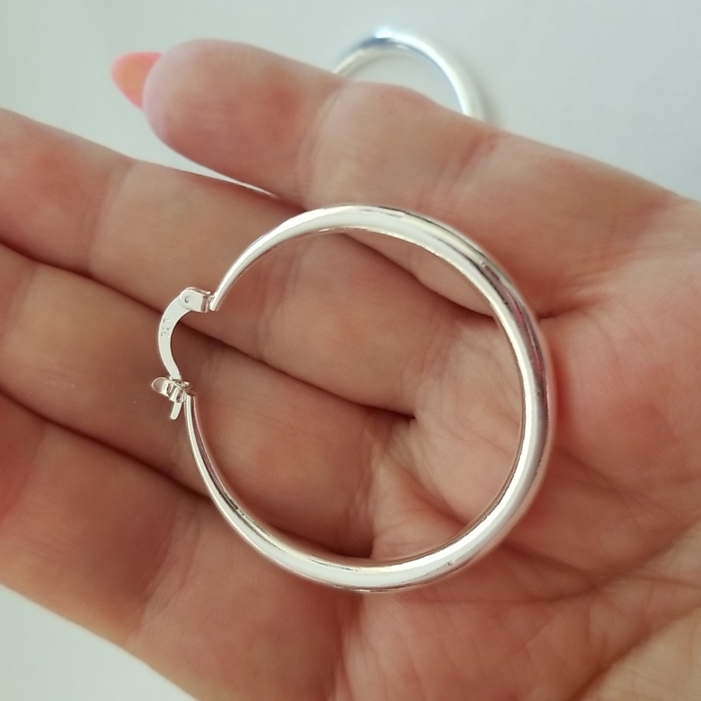 STERLING SILVER HOOP EARRINGS - Picture 5 of 5